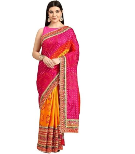Soft Dola Silk With Bandhani Print